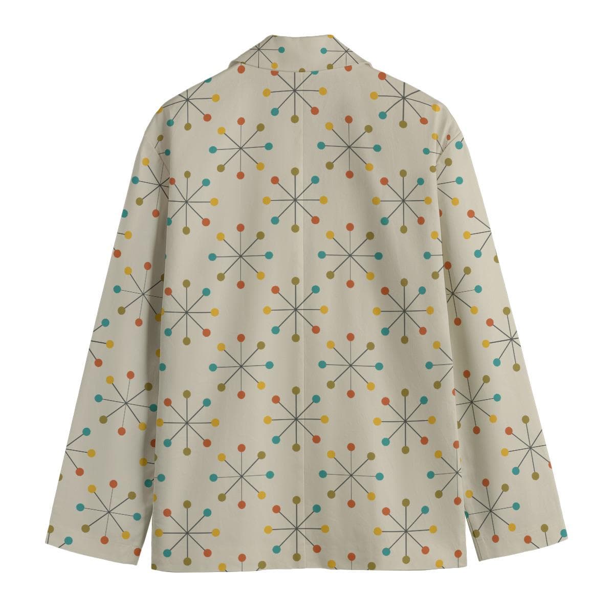 Mid Century Modern Atomic Starburst Blazer, Men's Retro Cotton Jacket, Unique Vintage Print Style, Everyday Comfort