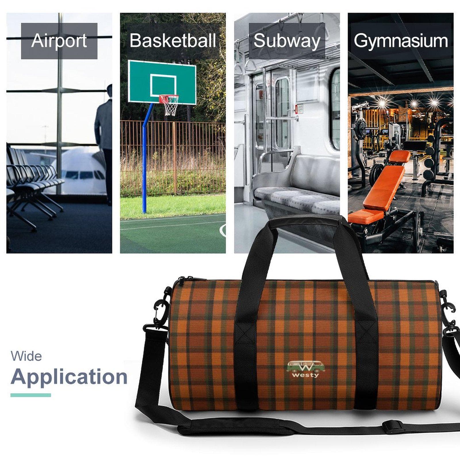 Westy Westfalia Orange Oxford cloth Cylindrical Gym Bag