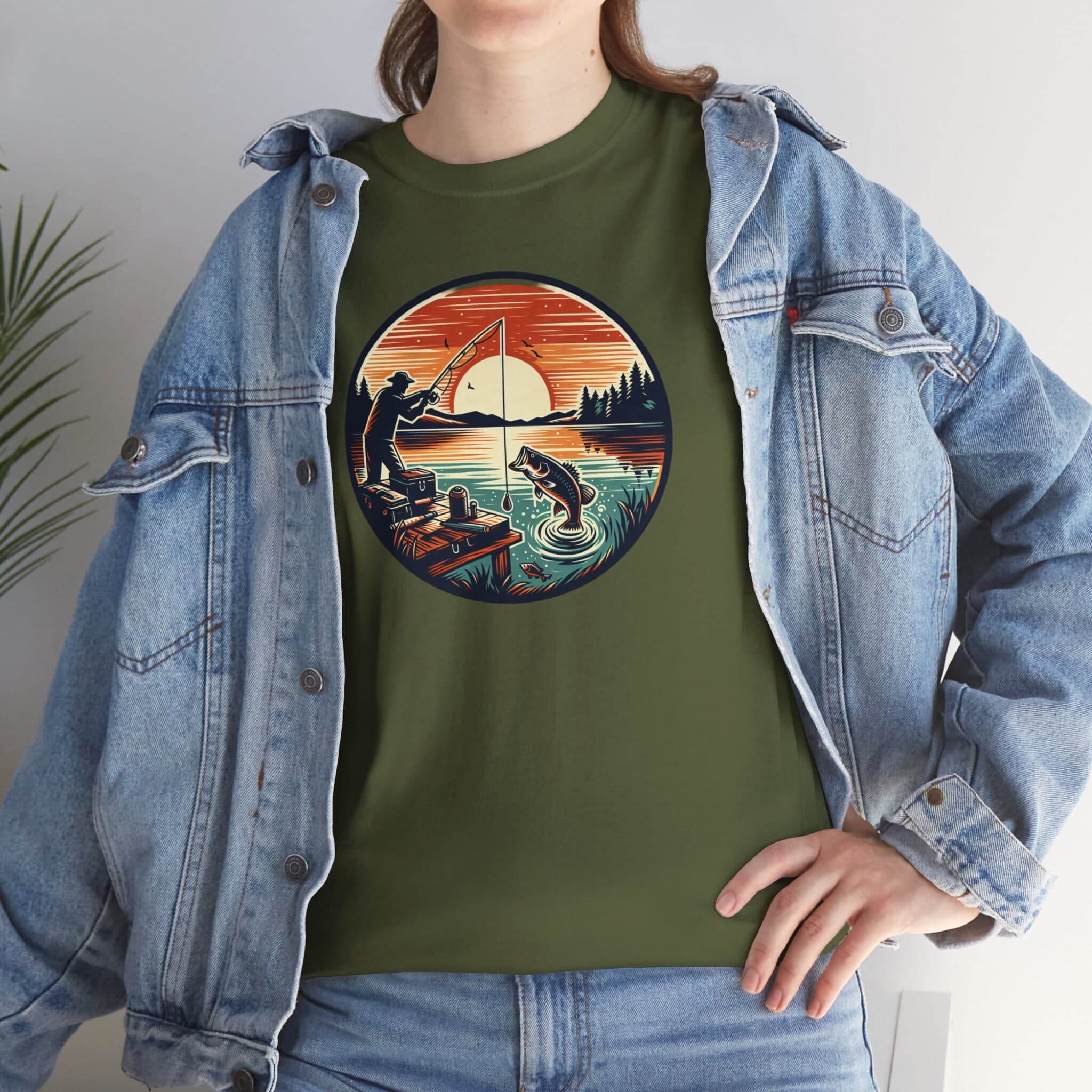Handmade Bass Fishing T-Shirt | Woodcut Art Tee | Angler Gift Unisex