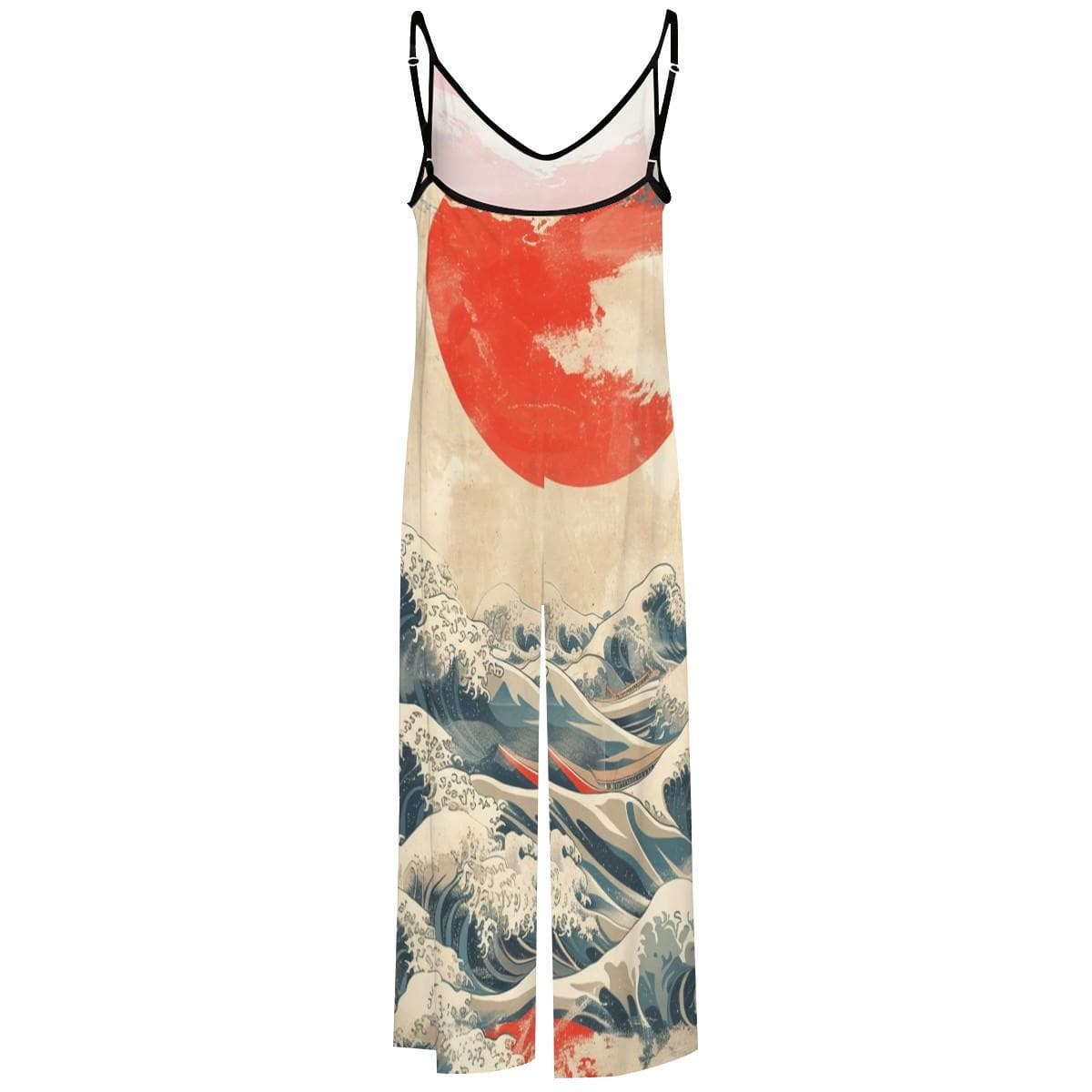 Hokusai Great Wave Jumpsuit | Polyester Spandex Wide Leg Romper