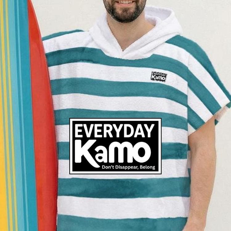 Teal Striped Surf Poncho Towel | Hooded Changing Robe