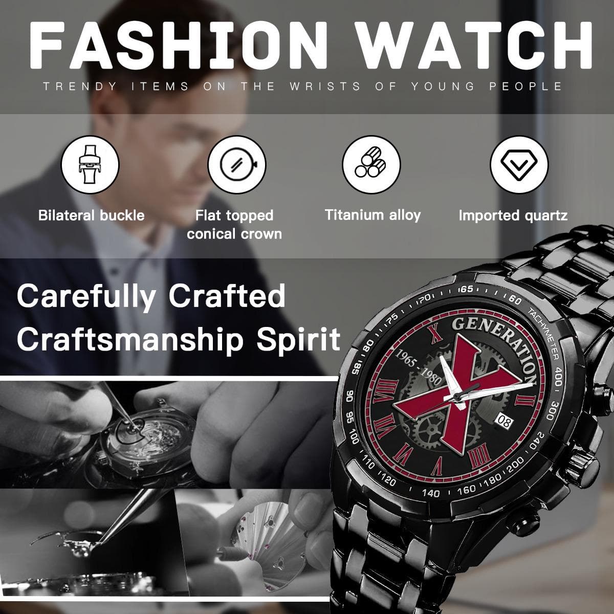 Warren Watch Co. "Timeless Attitude" Men's Metal Watch | HD Crystal Mirror & Premium Strap | Everyday to Business Wear
