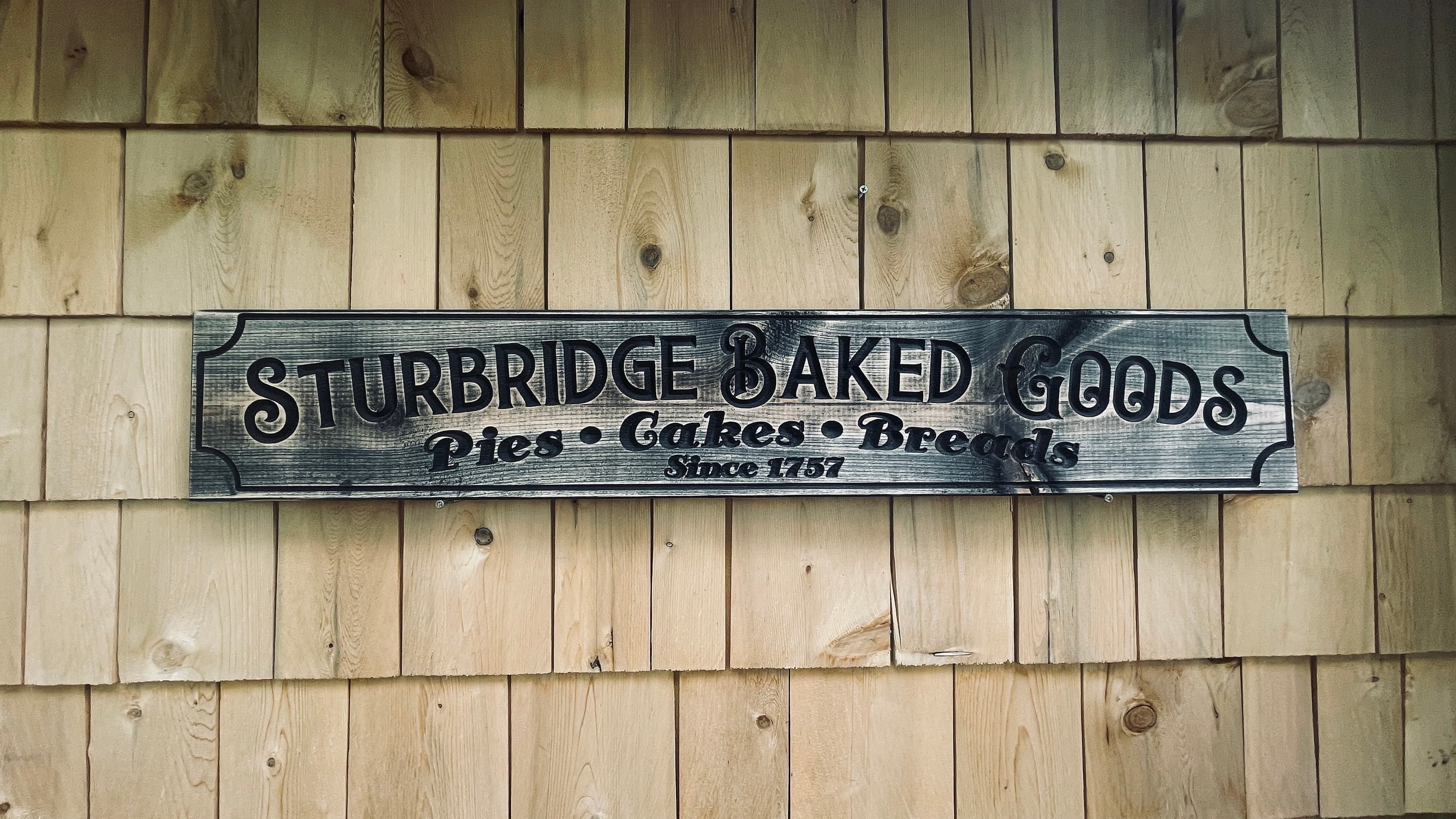 Sturbridge Baked Goods Carved Real Pine Wooden Sign
