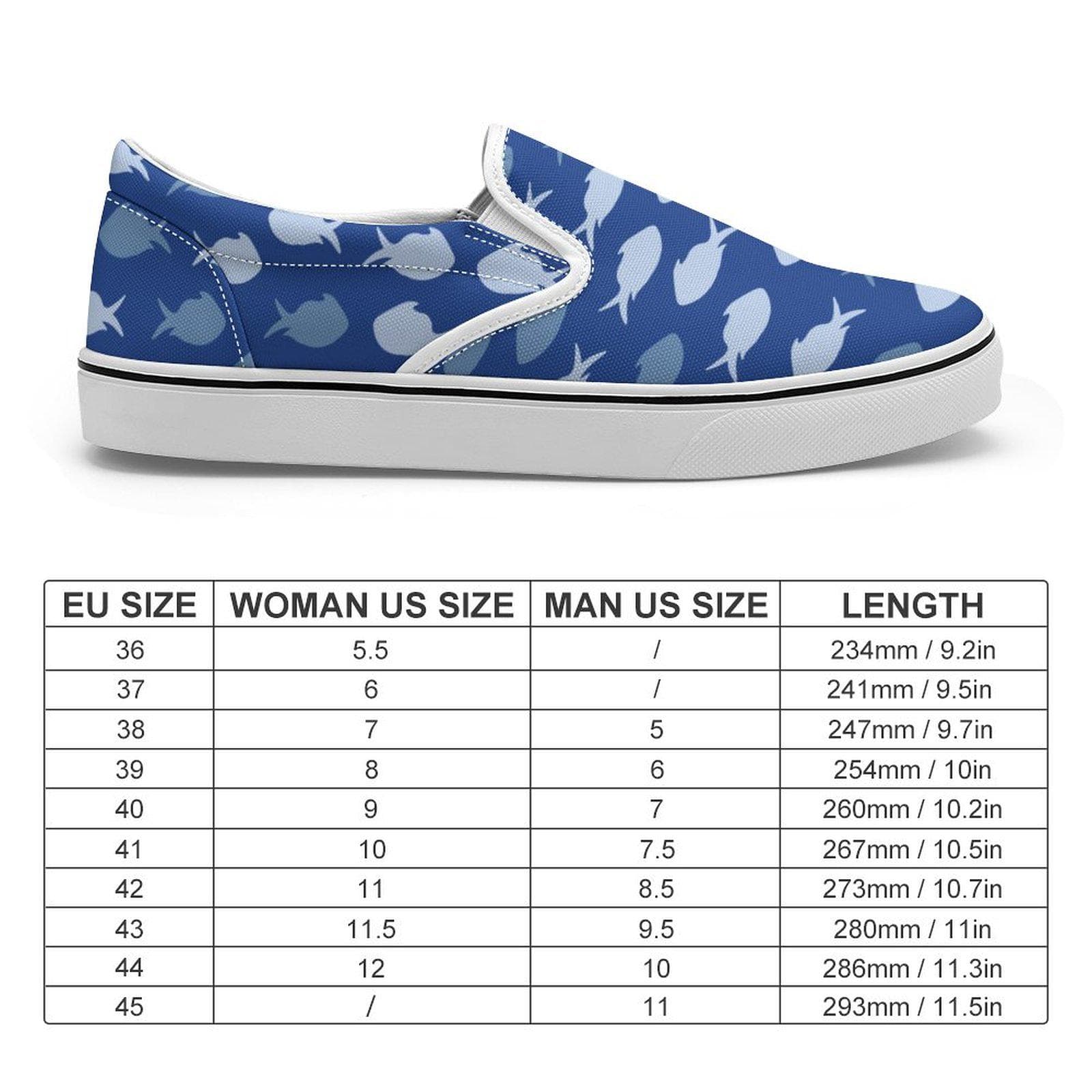 Everyday Kamo "School of Fish" Blue Canvas Slip-On Shoes | Unisex Casual Sneakers