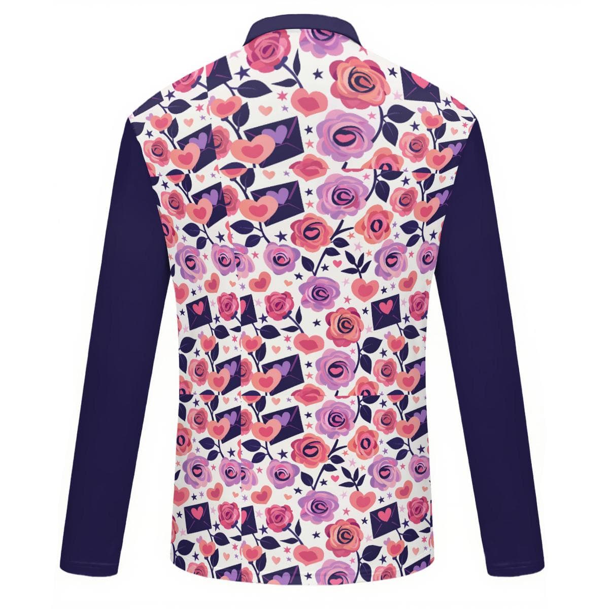 Everyday Kamo | Floral Heart Quarter-Zip Long Sleeve Polo | Women's Active & Casual Stretch Top