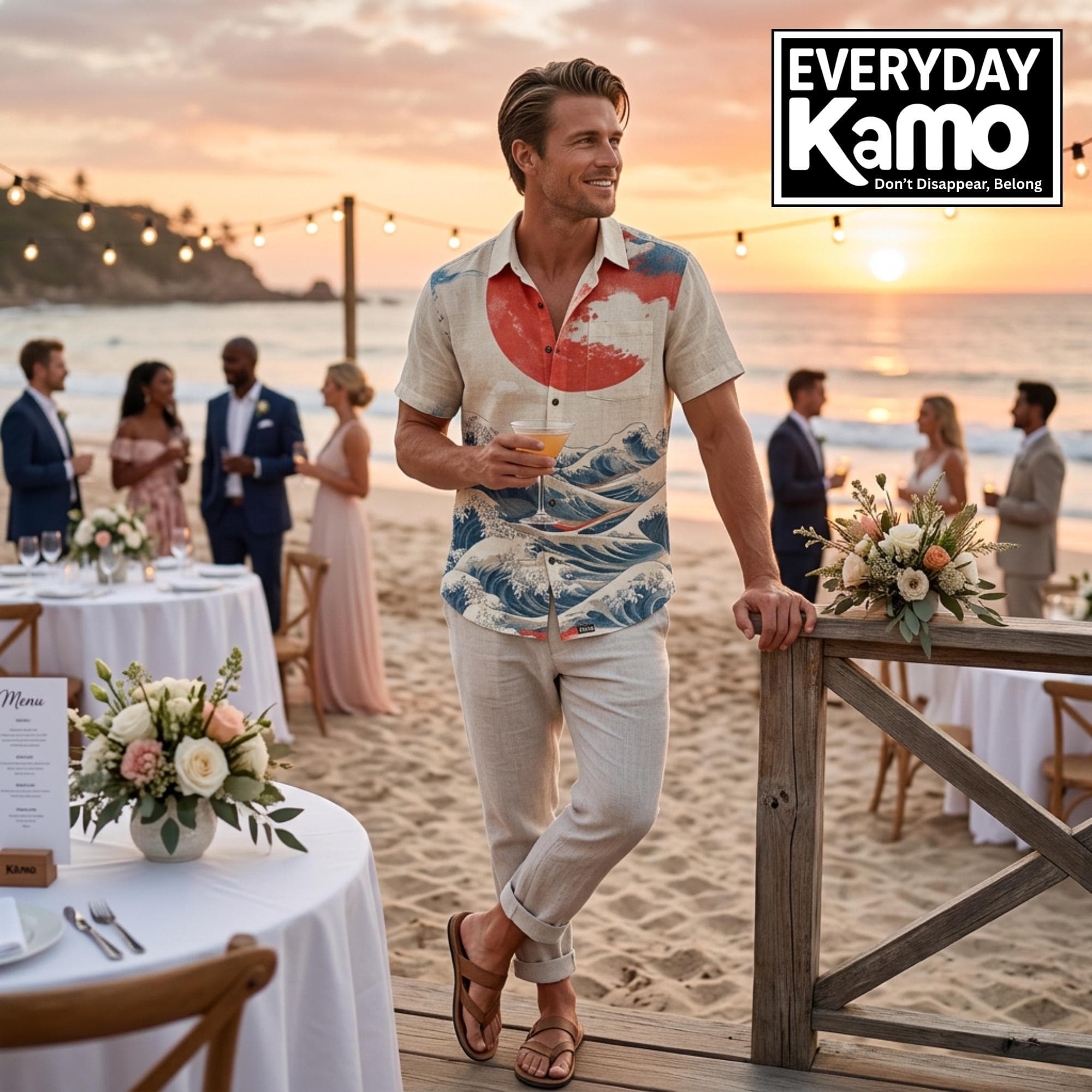 The Great Wave Off Kanagawa Art Shirt | Hokusai Ukiyo-e Japanese Print Cotton Button-Down | Ocean Waves Summer Top