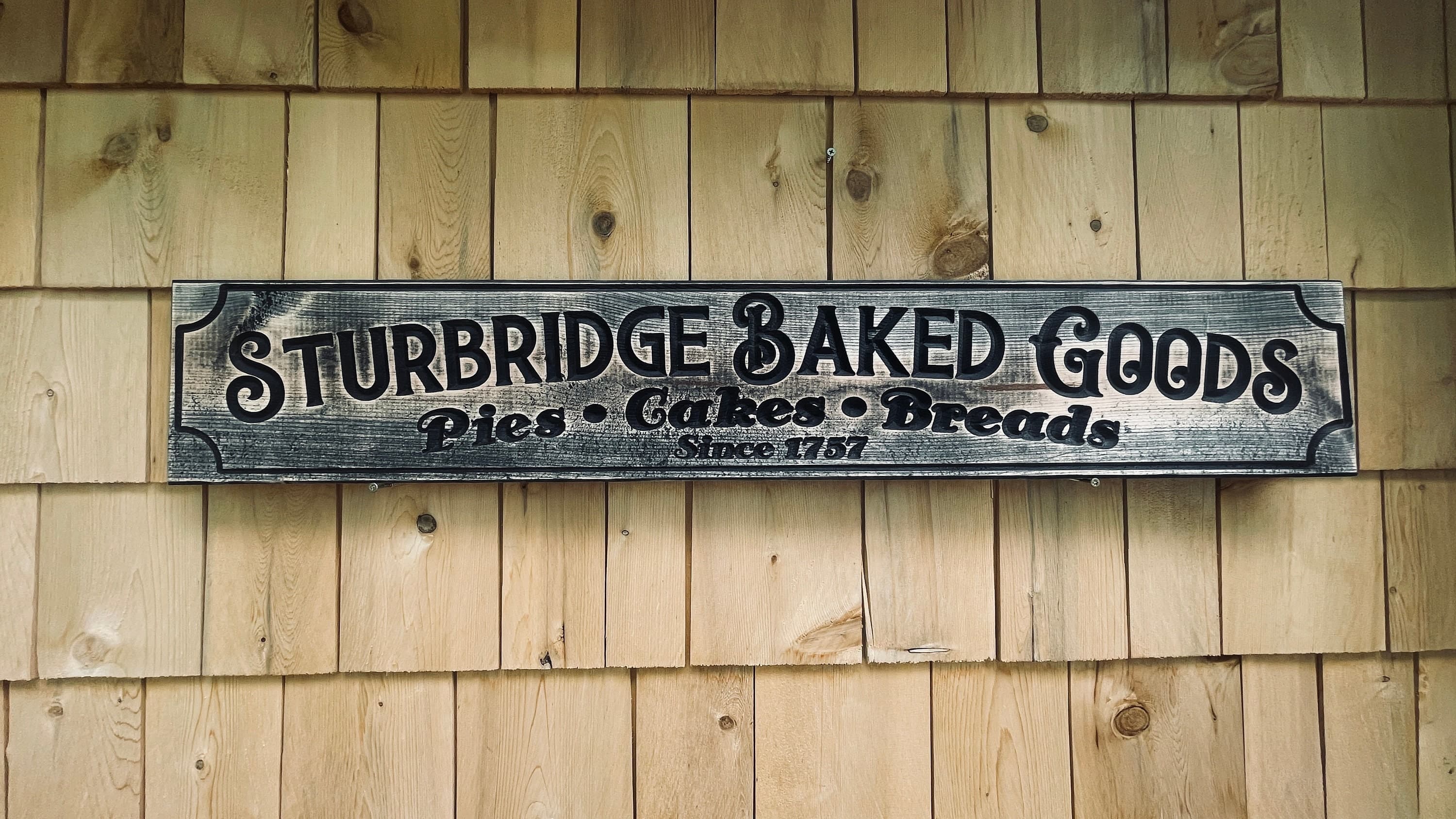 Sturbridge Baked Goods Carved Real Pine Wooden Sign