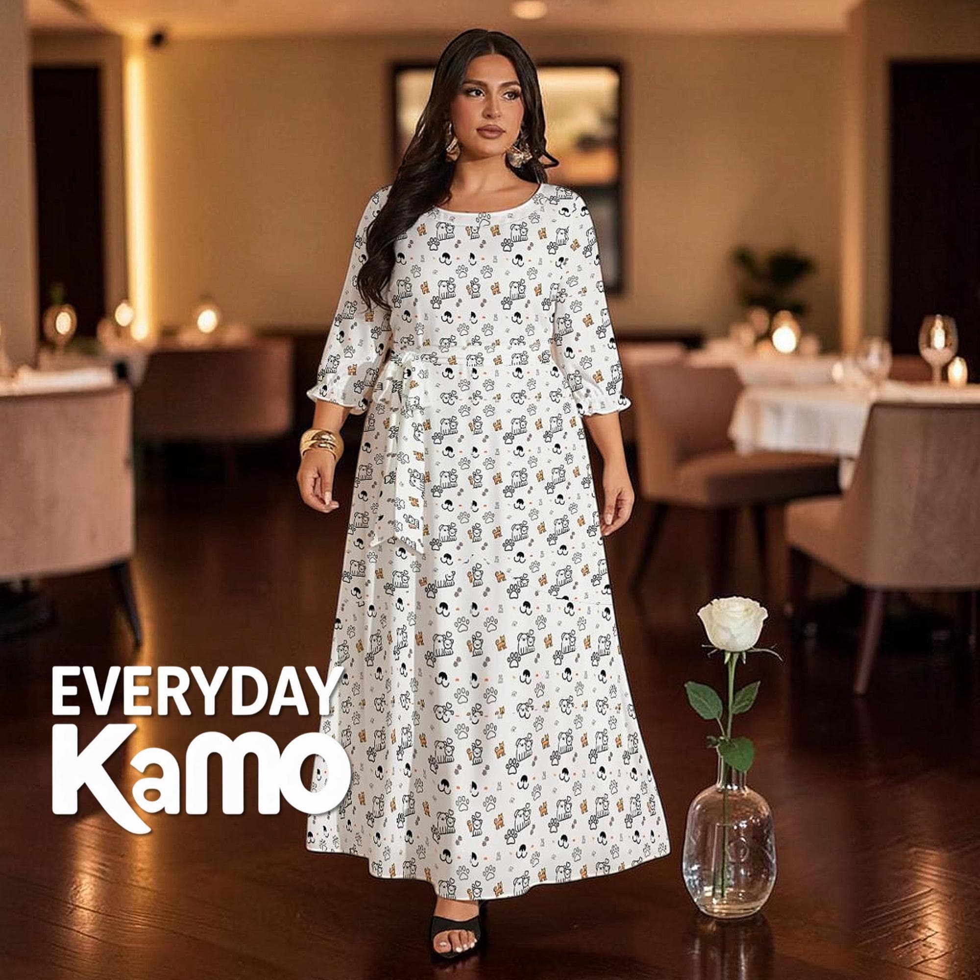 Artistic Print Maxi Dress | Milk Silk Puff Sleeve Flowy Summer Dress