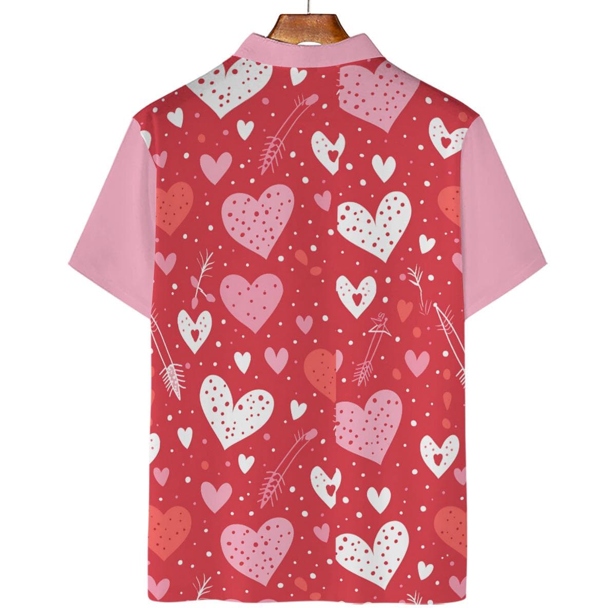 Valentine's Day Heart Pattern Polo | Breathable Polyester Athletic Top