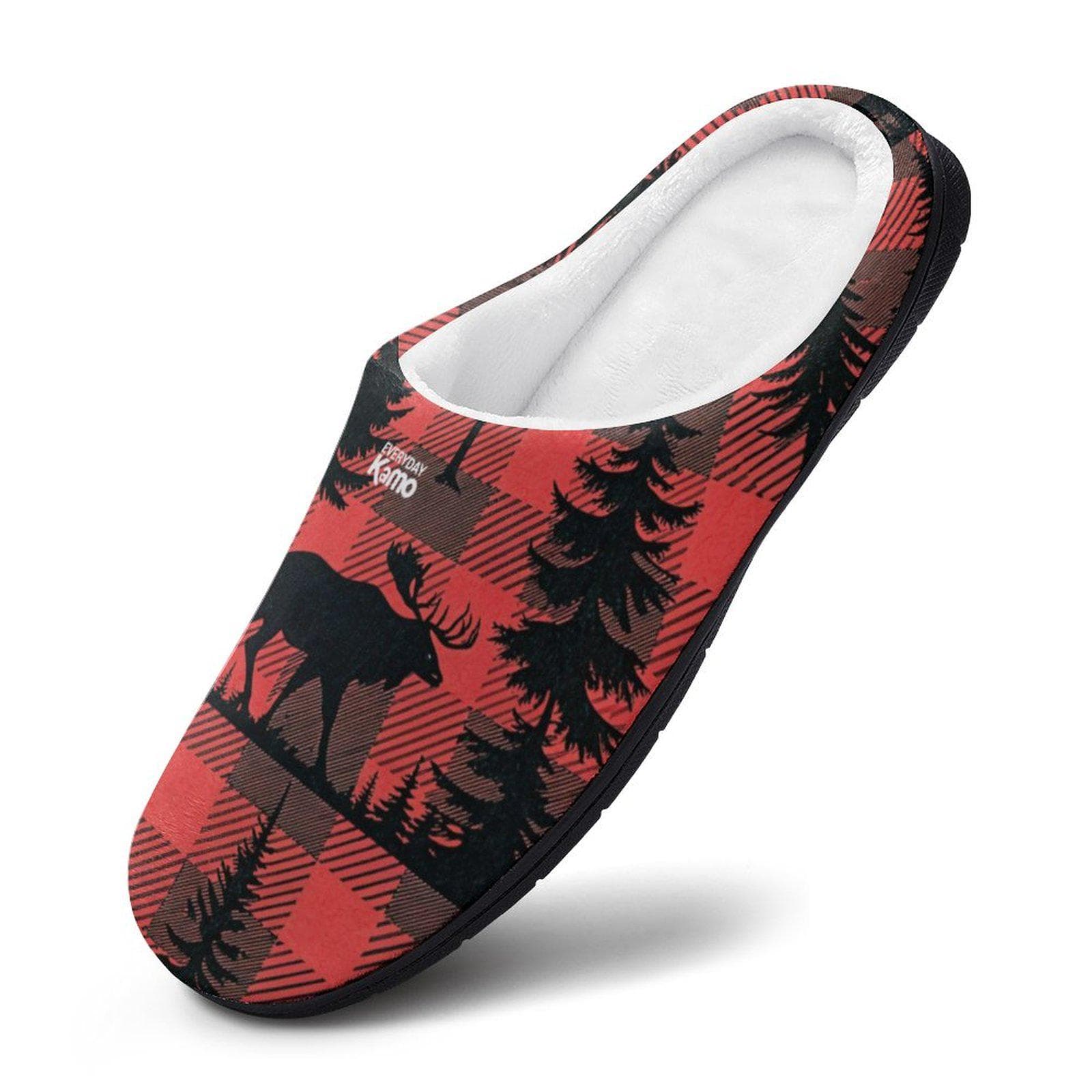 Everyday Kamo Women's Moose Plaid Cotton Slippers | Cozy Buffalo Check Lodge Footwear