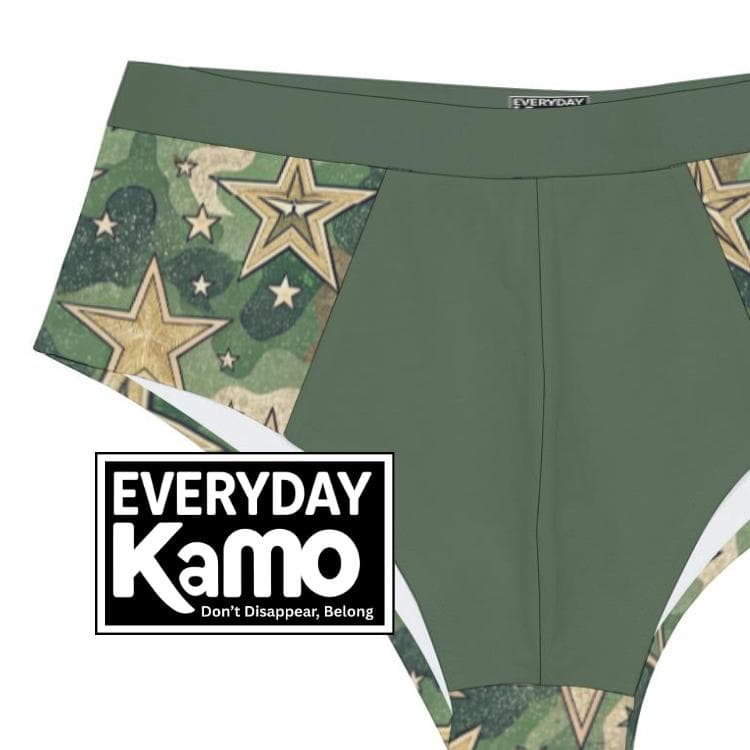 Men's Camo Star Low-Rise Briefs | Military Green Spandex Underwear | Comfortable & Stylish