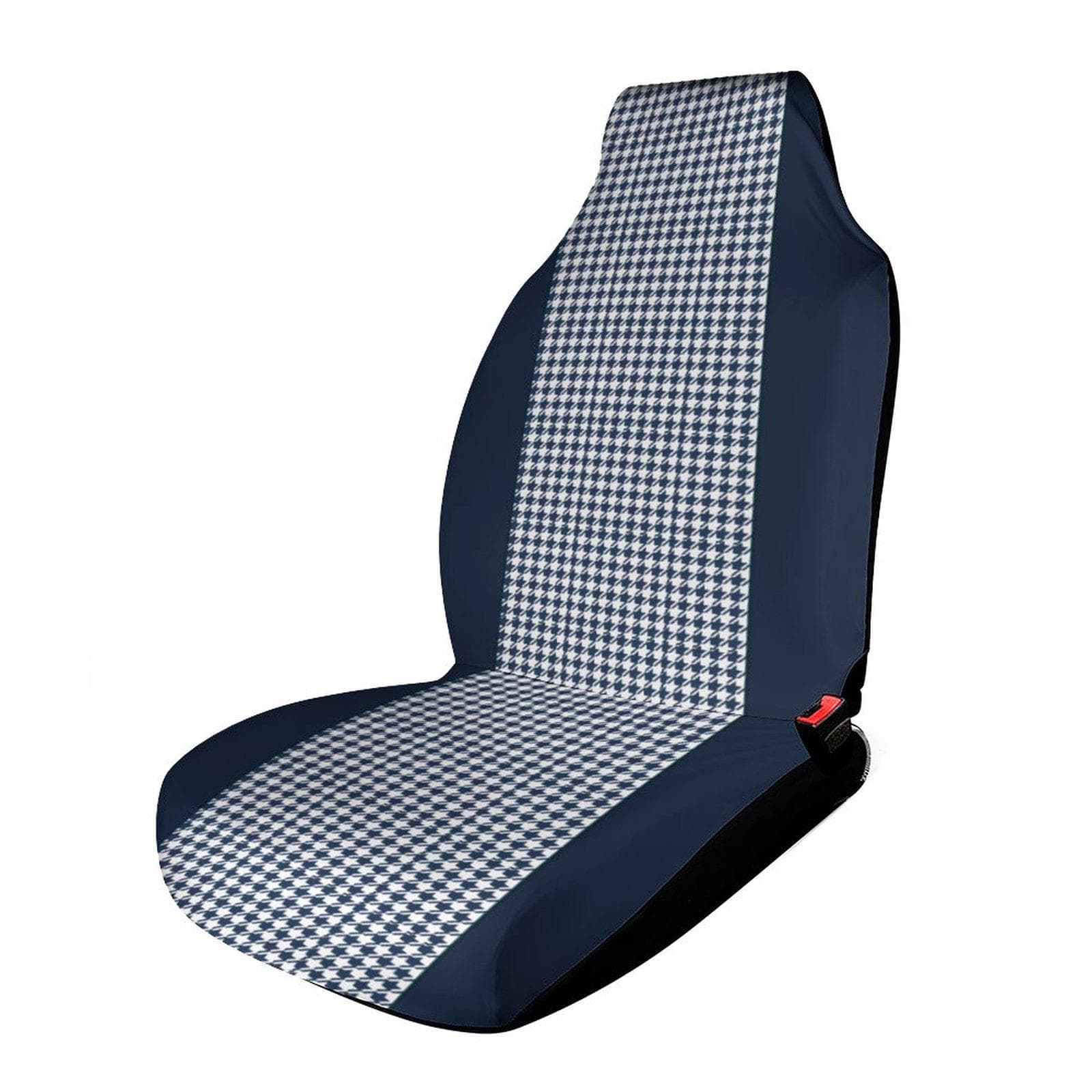 Navy Houndstooth Car Seat Protector, Universal Fit Auto Cover, Durable Polyester Sponge Seat Shield, Stylish Vehicle Interior Accent