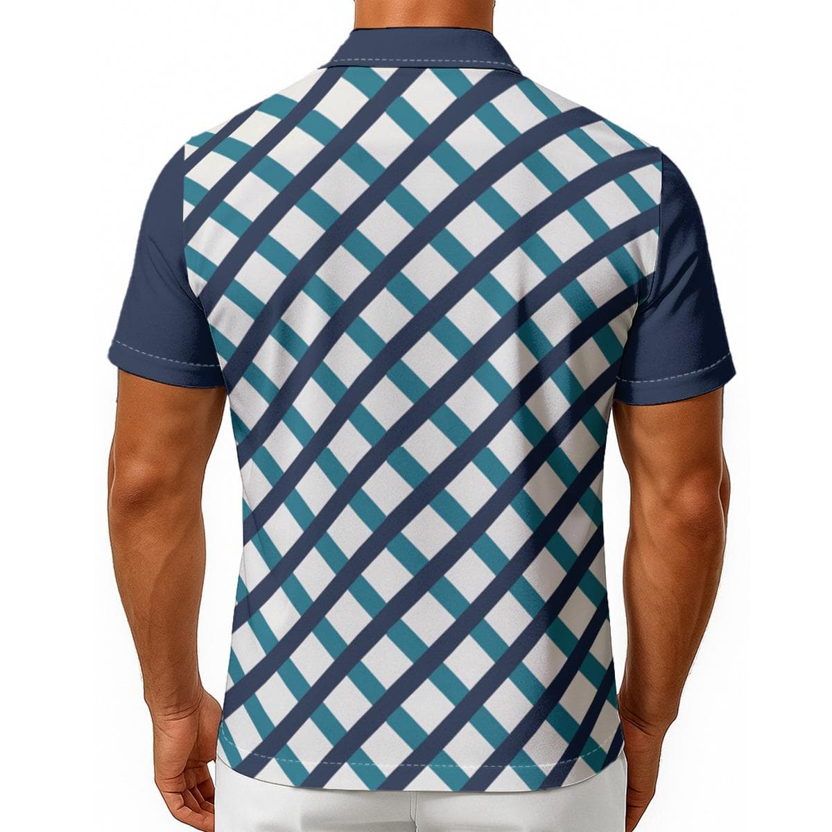 Men's Blue Teal Plaid Hawaiian Shirt | Summer Beach Button Down | Lightweight & Breathable Aloha Shirt
