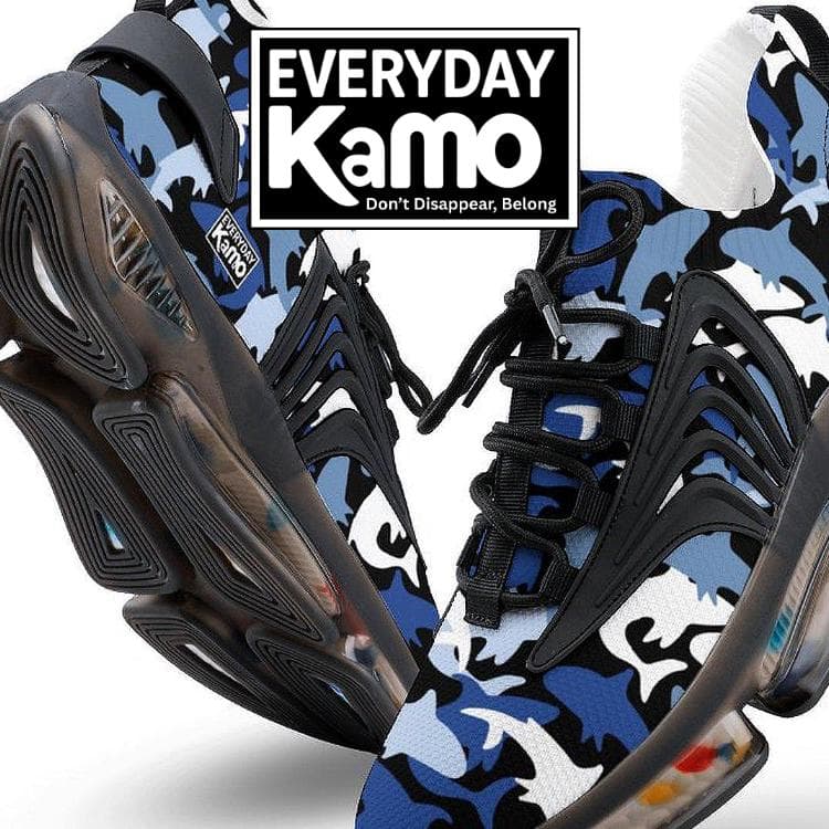 Everyday Kamo Blue Shark Camo Sneakers | Dynamic Comfort All-Match Sports Shoes for Adults & Teens