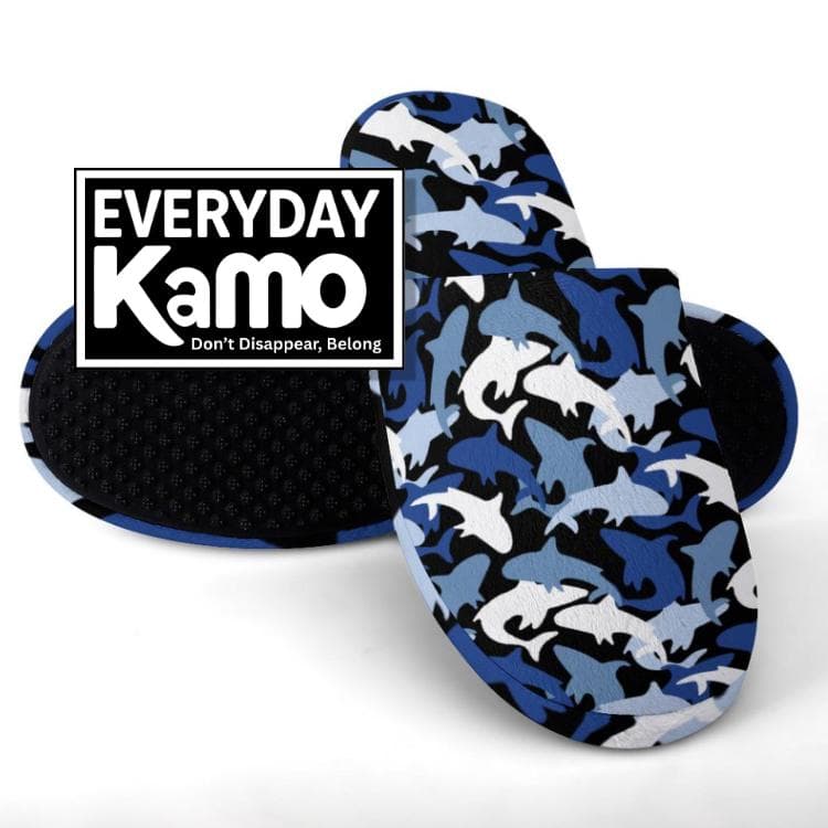 Shark Camo Flannel Slippers | Blue Marine Comfort Slides