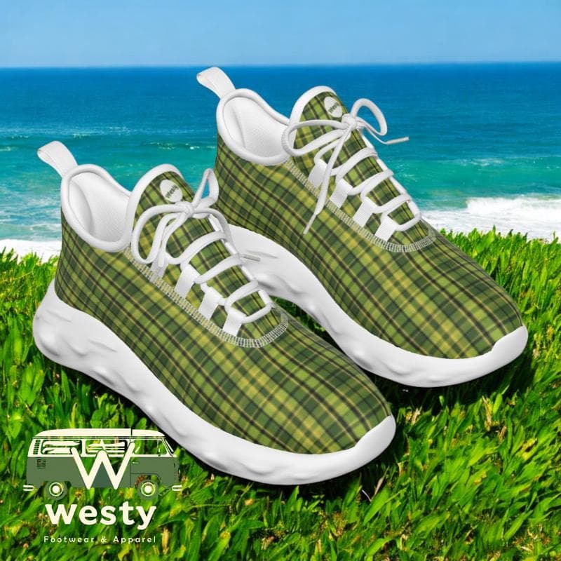 Westy Green Plaid Men's Lightweight Athletic Shoes – Everyday Comfort and Style