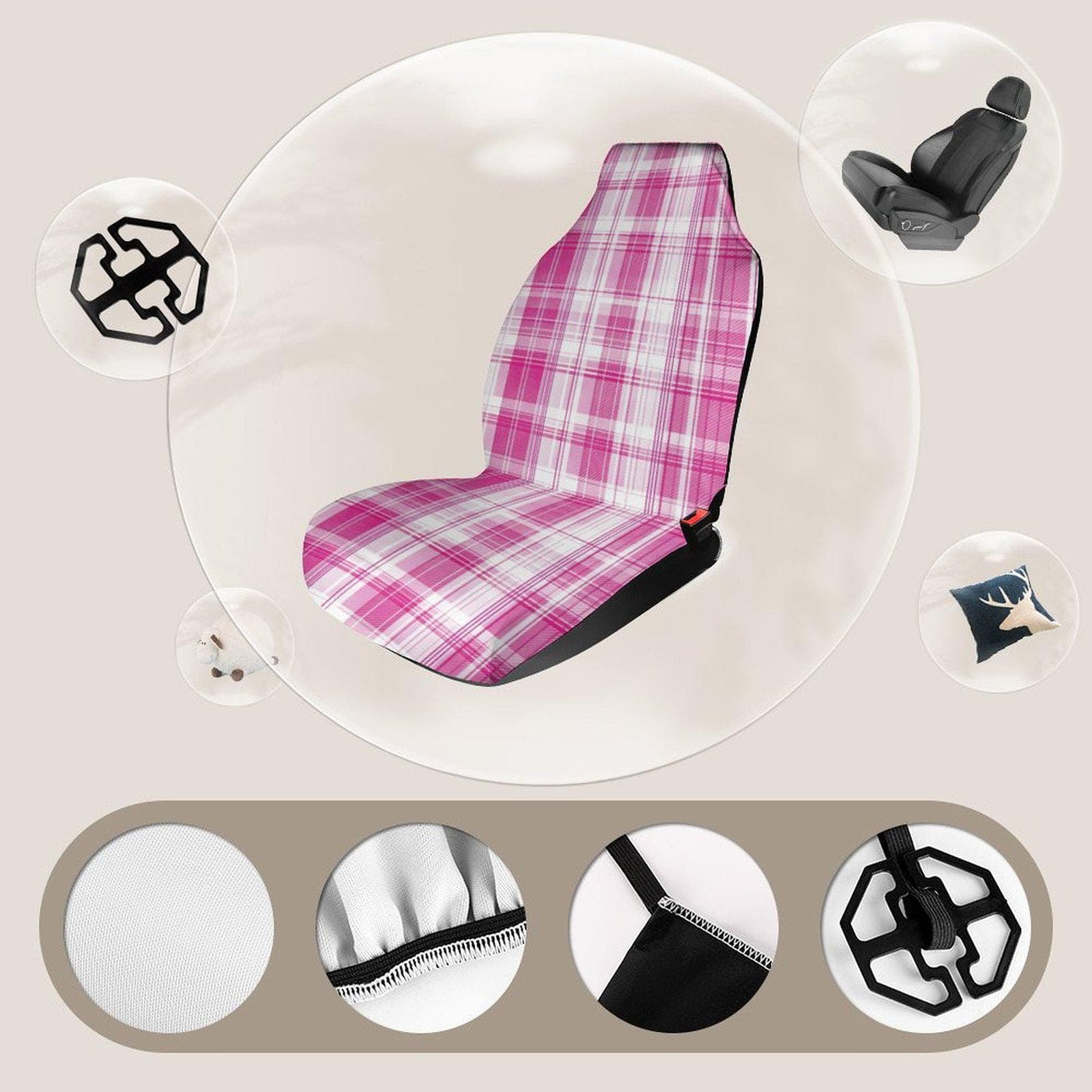 Pink Plaid Car Seat Protector | Universal Fit | Polyester Sponge Cover