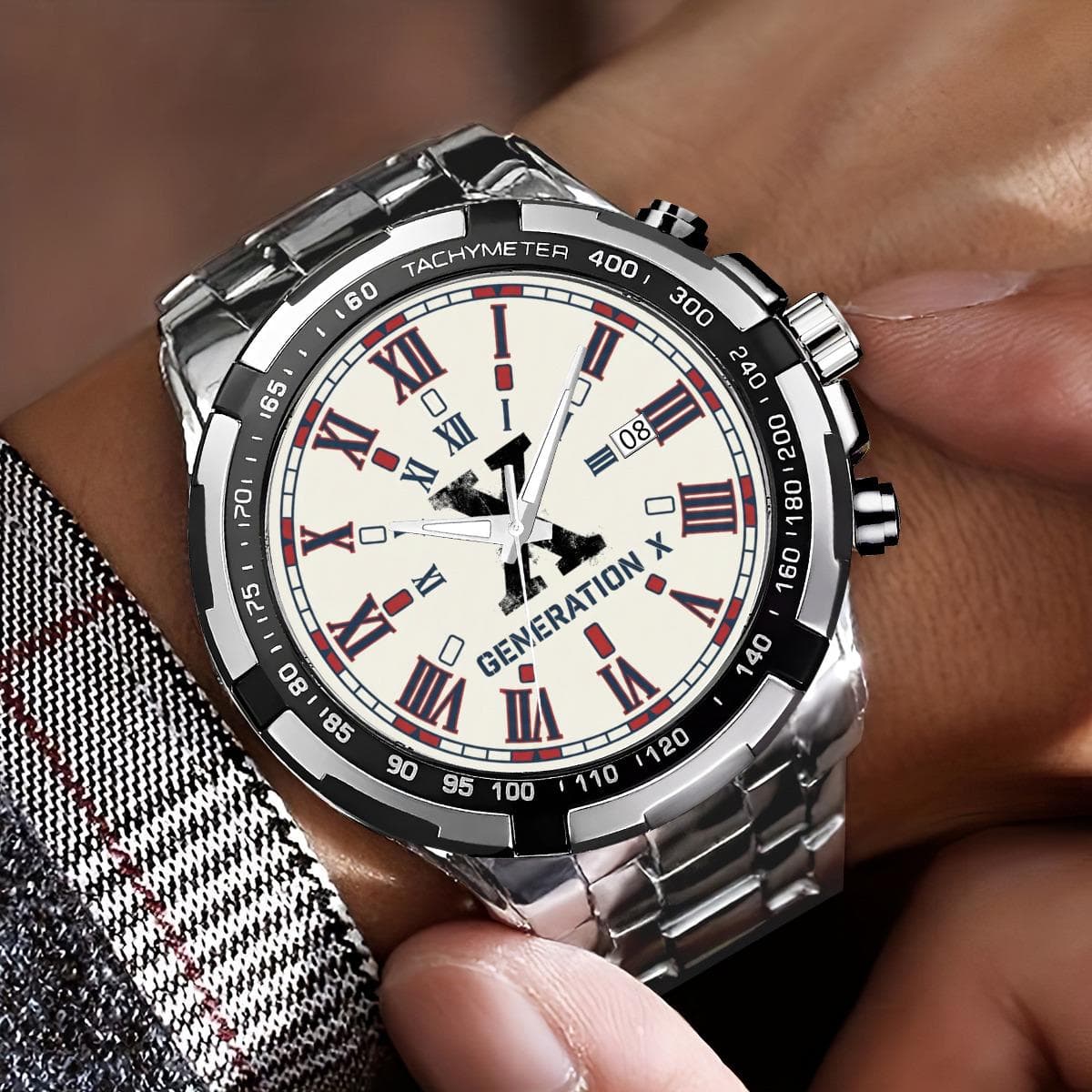 Warren Watch Co. Generation X Metal Chronograph Watch with Crystal Mirror & Calendar