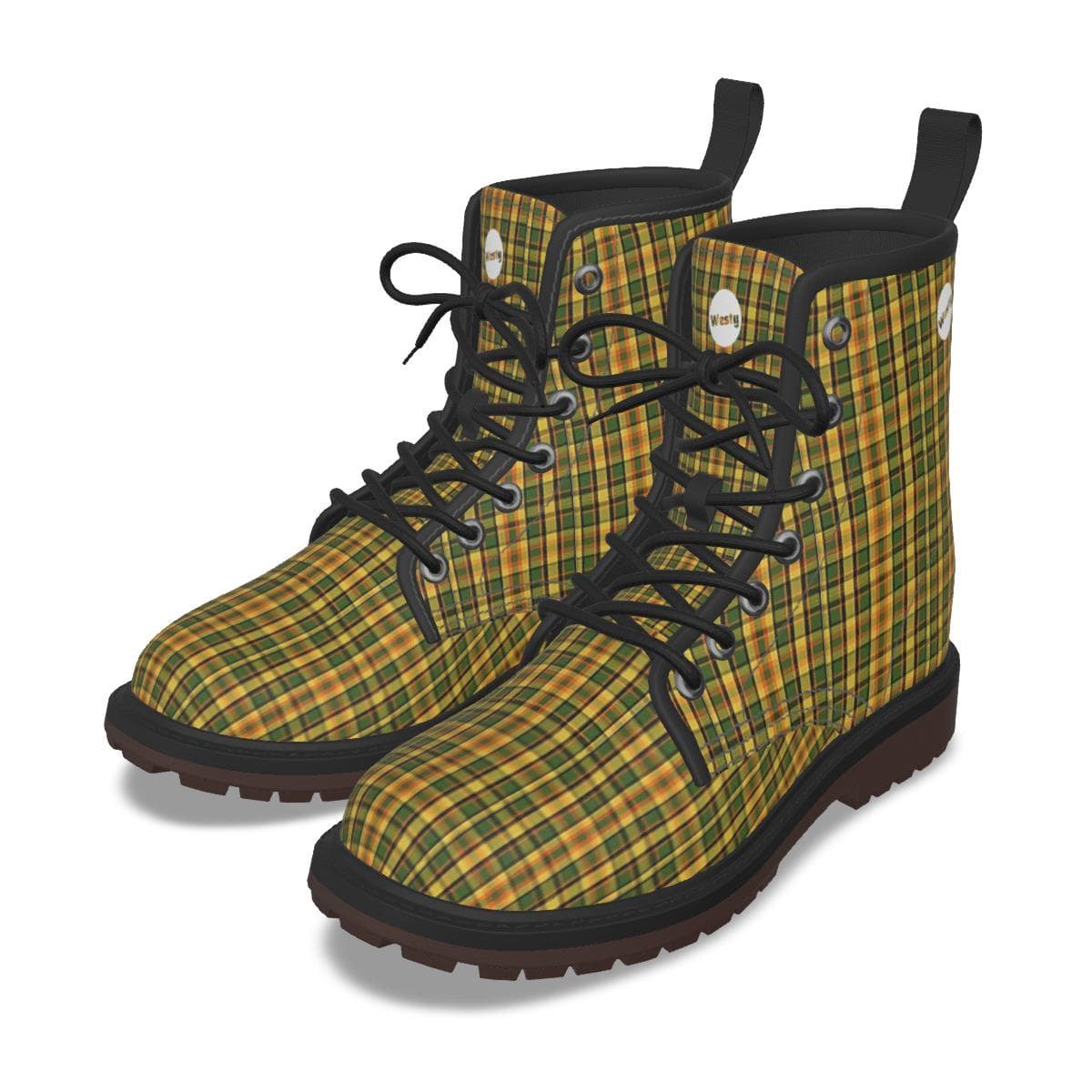 Westy Yellow Women's Plaid Lace-Up Boots Westfalia Road Trip