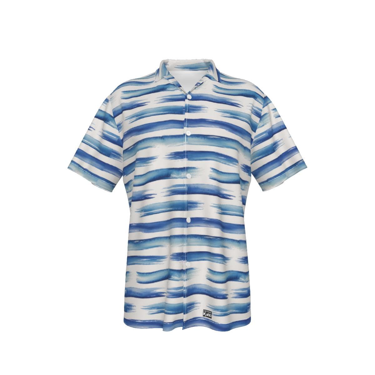 Vibrant Blue Brushstroke Hawaiian Shirt for Men | Modern Abstract Striped Aloha Shirt | Breathable Summer Beach Button Up