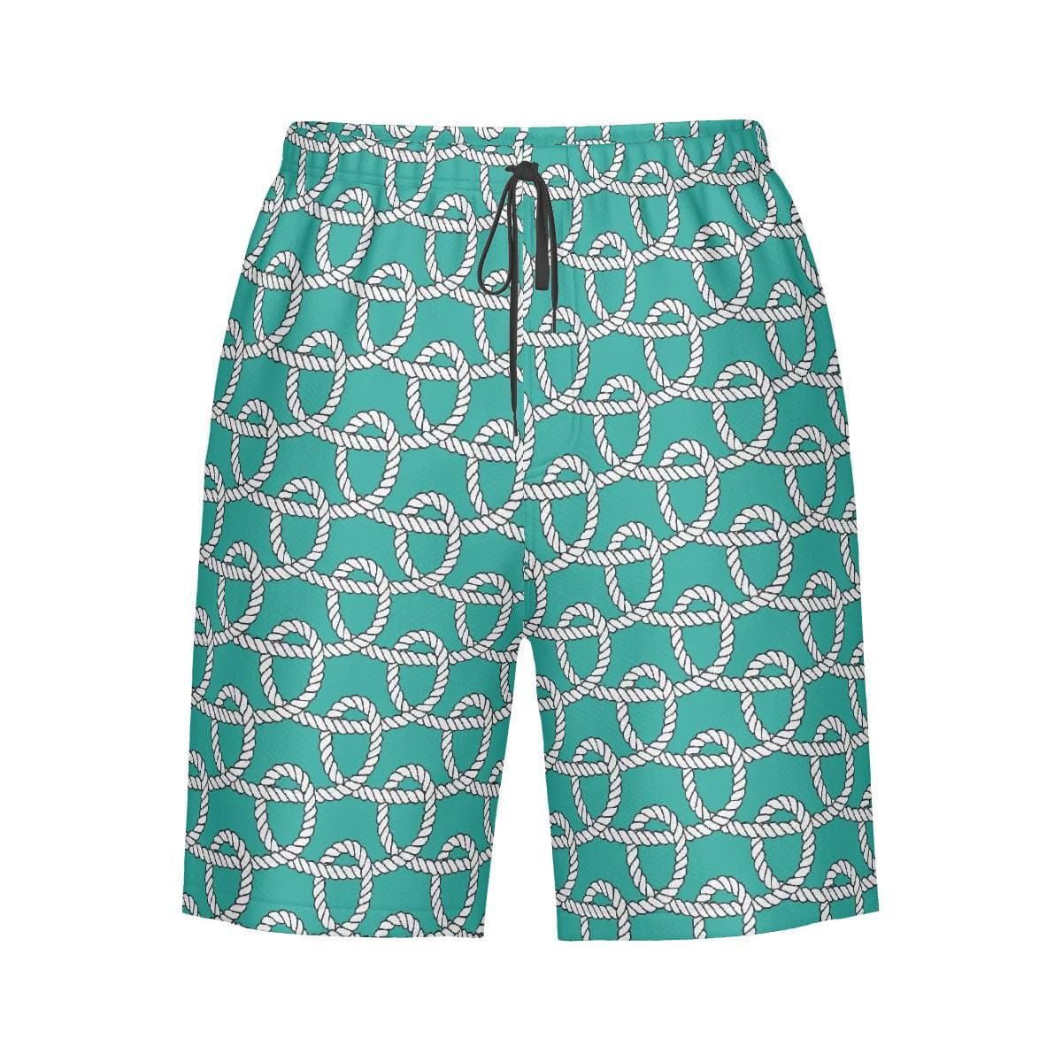 Nautical Rope Print Swim Trunks | Teal Coastal Boardshorts