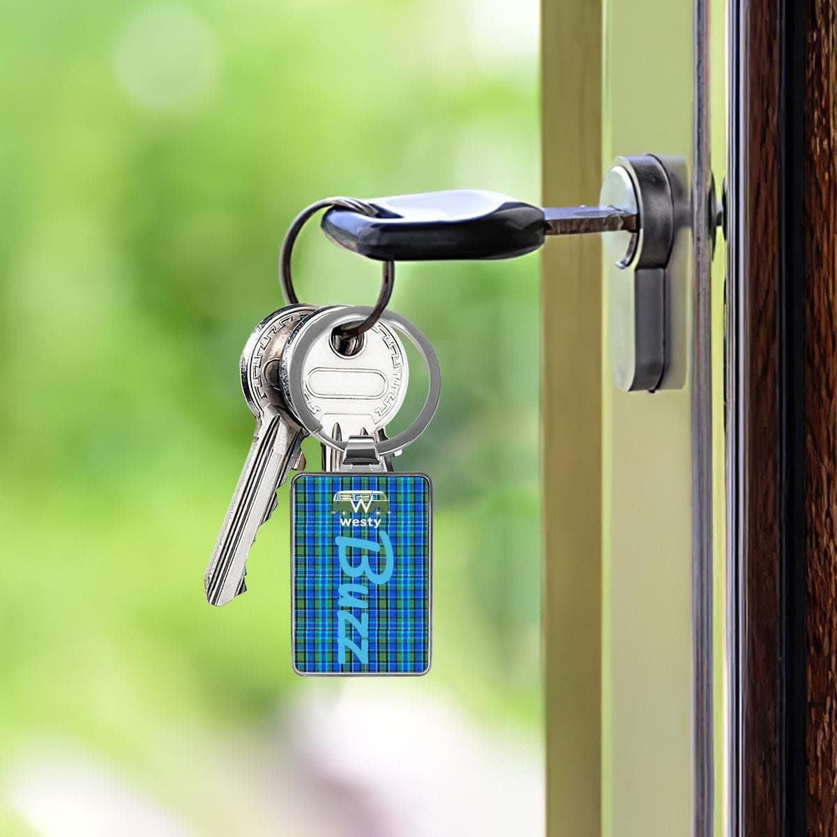 Blue Buzz bus Westy Keychain