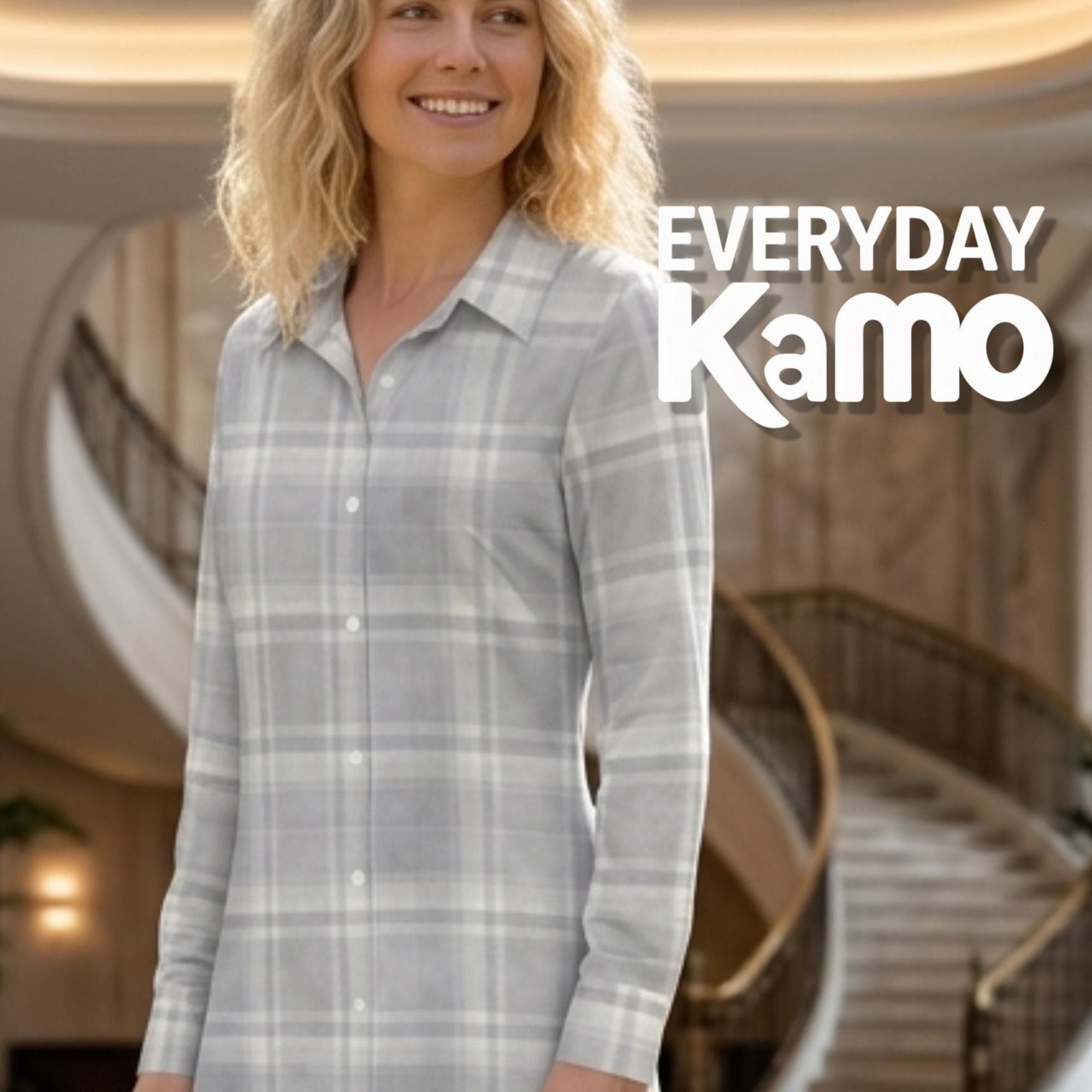 Plaid Tunic Shirt Women | Four-Way Stretch Cotton Blend | Work Casual Top