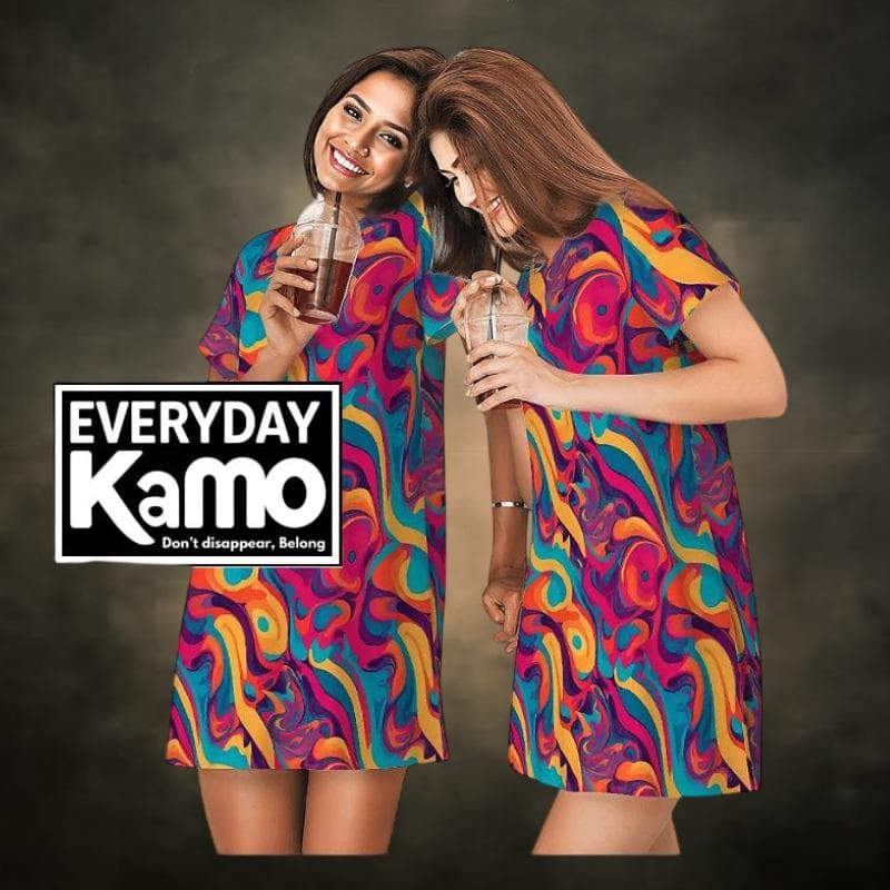 Everyday Kamo Abstract Nightgown for Women, Vibrant Colorful Sleep Shirt, Modern Urban Explorer