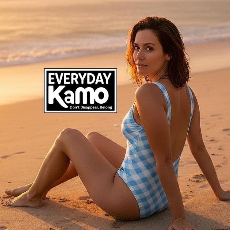 Everyday Kamo Blue Checkered High-Cut One Piece Swimsuit