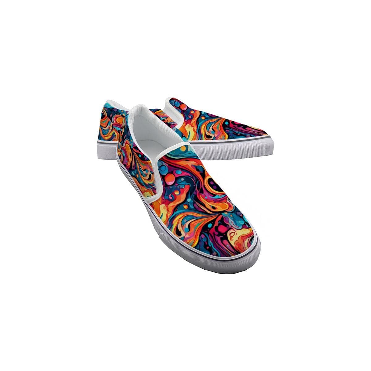 Women's Canvas Slip-On Sneakers | Abstract Kamo Print | Handmade Urban Shoes