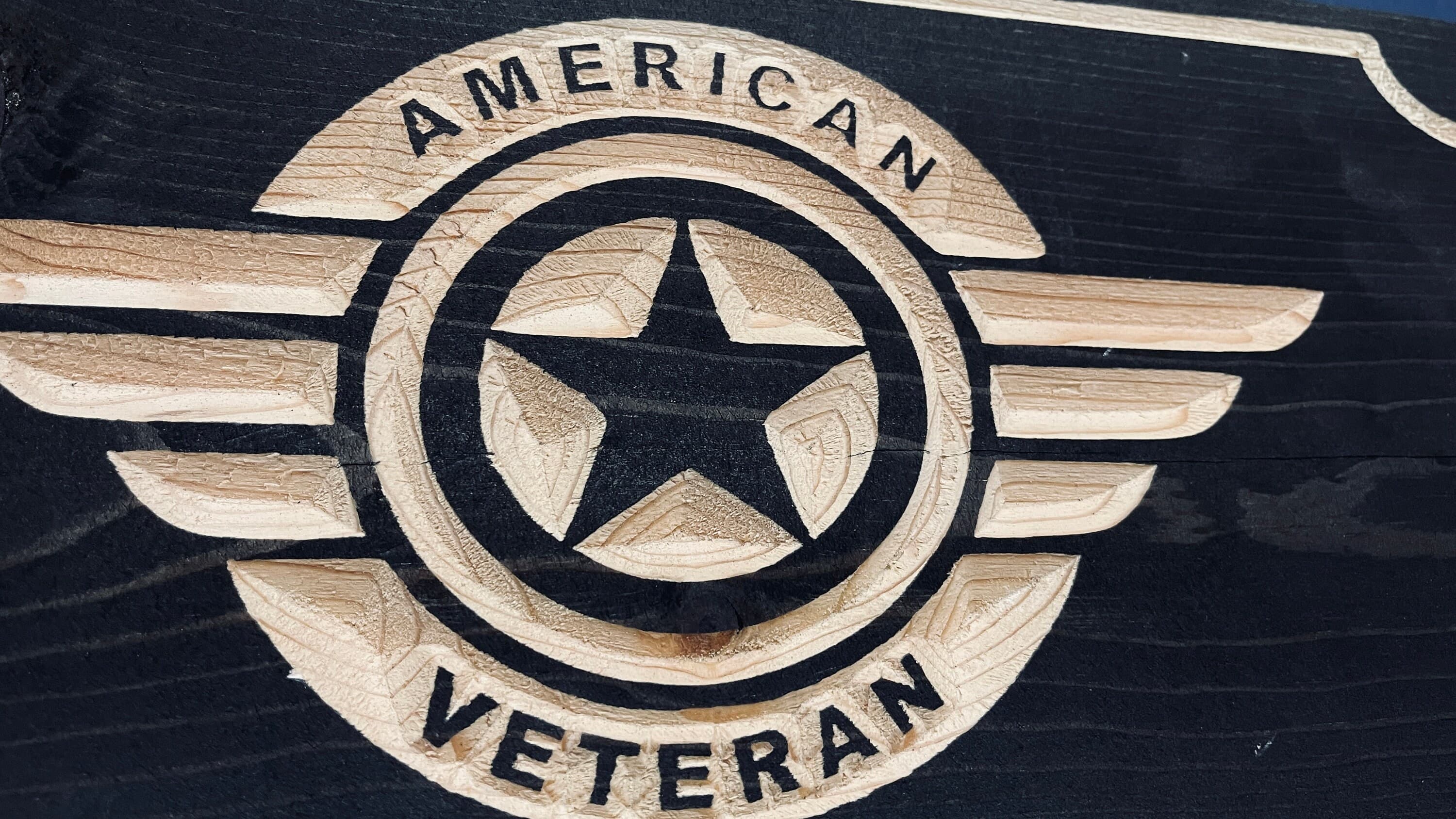 American Aviator Veteran Horizontal Carved Wood Sign