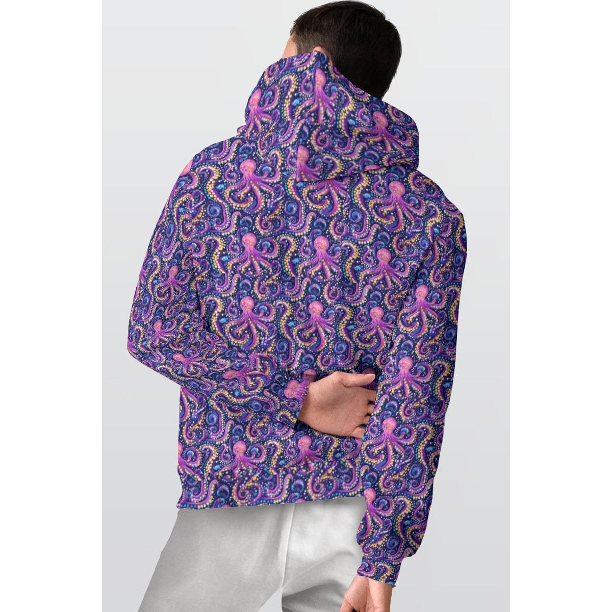 Vibrant Octopus All-Over Print Fleece Hoodie | Ocean Life Graphic Sweatshirt