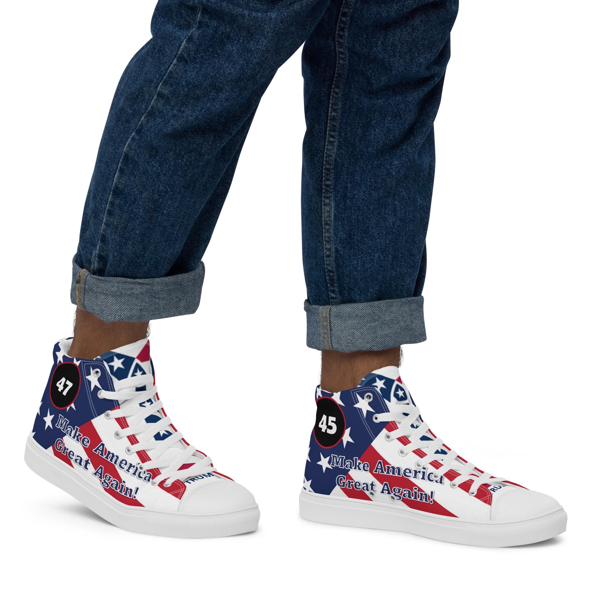Trump 2025 Inauguration High-Top Sneakers: MAGA American Flag Shoes