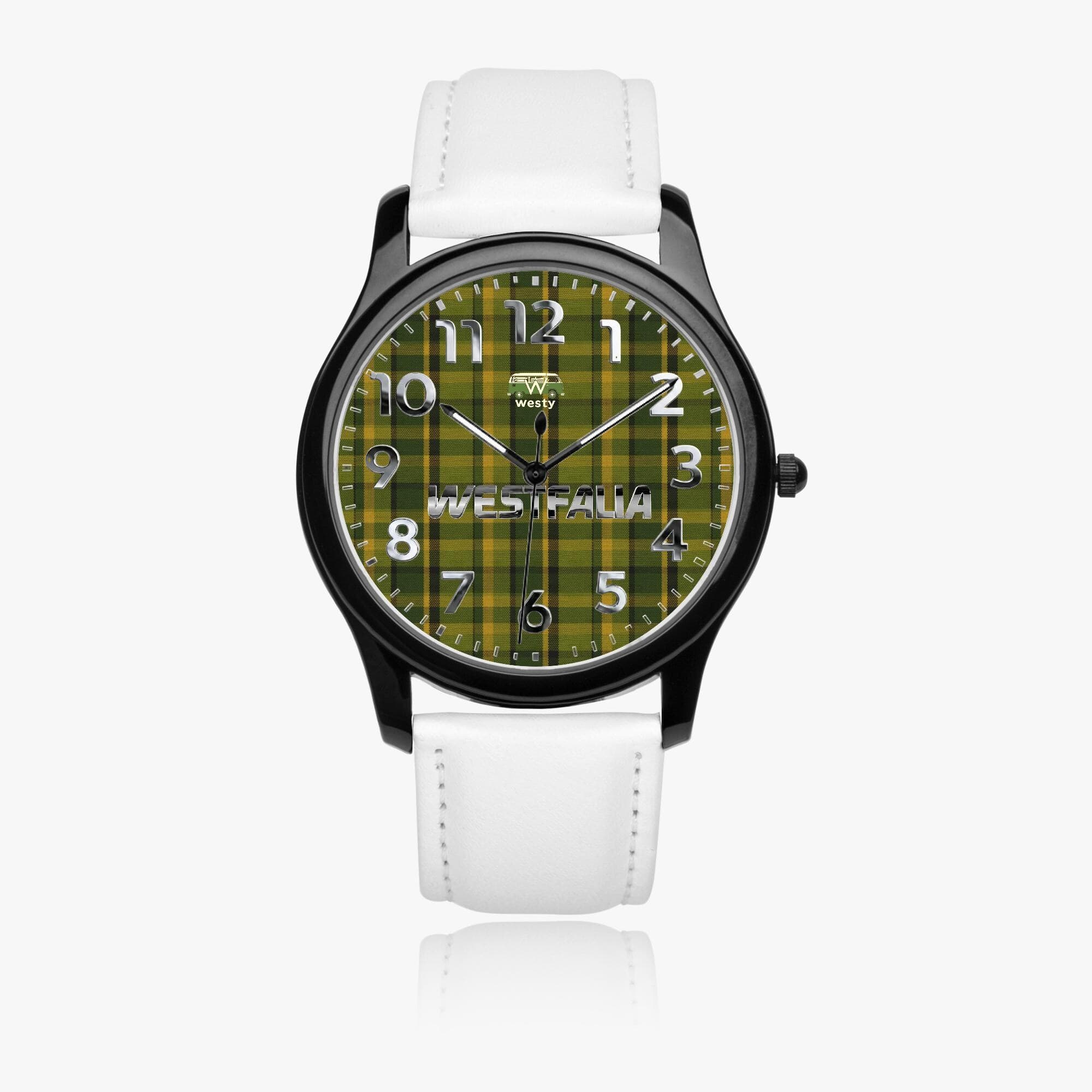 Unisex Westy Westfalia Green Dial Quartz Watch - Genuine Leather Band & Premium Stainless Steel Case