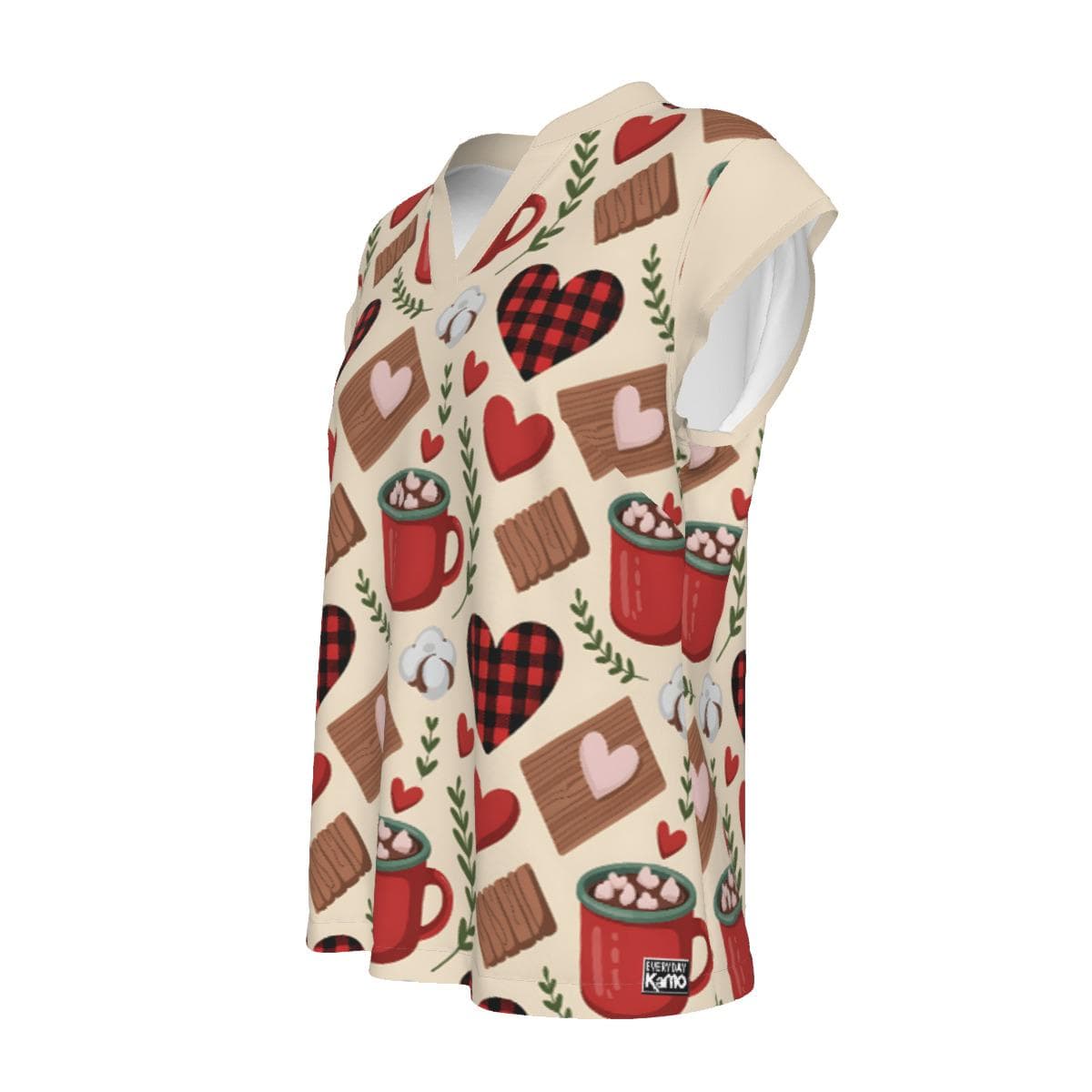 Plaid Hearts V-Neck Top | Rustic Valentine's Day Shirt