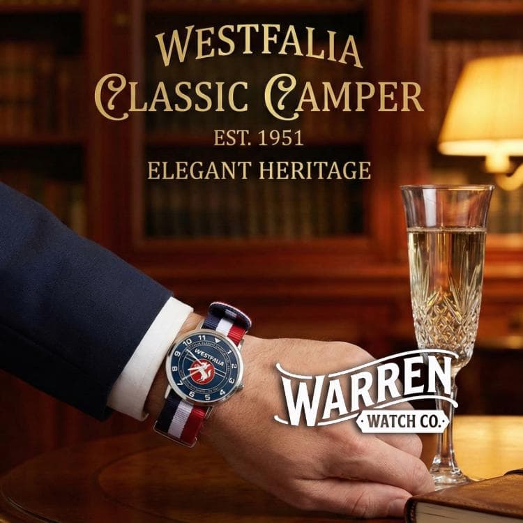 Westfalia Classic Camper Watch | Custom UV Printed Nylon Strap | Vintage Inspired Timepiece