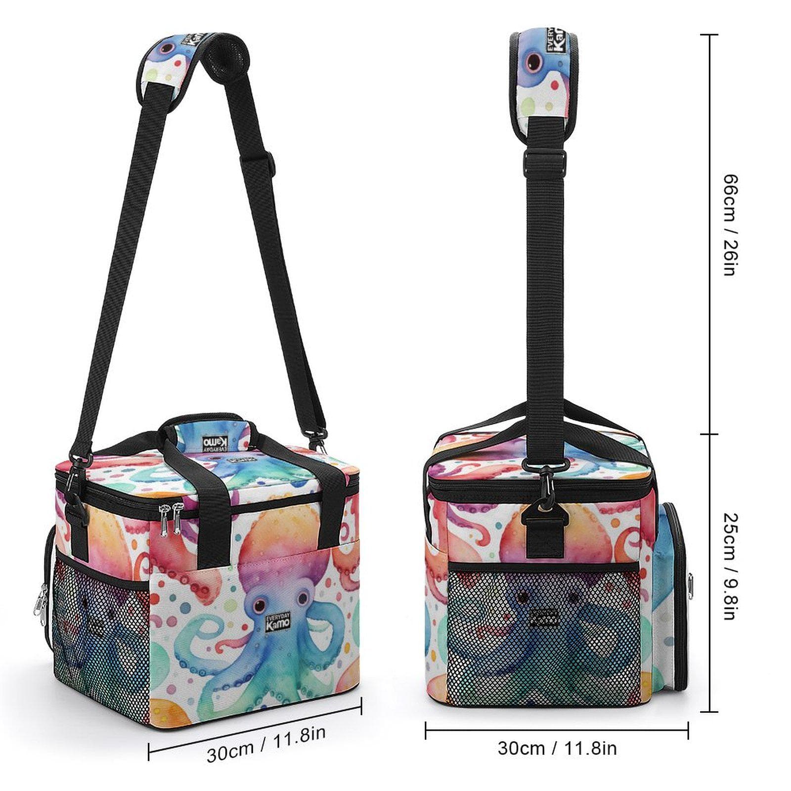 Everyday Kamo Colorful Octopus Insulated Cooler Bag | Large Collapsible Picnic & Beach Tote with Strap