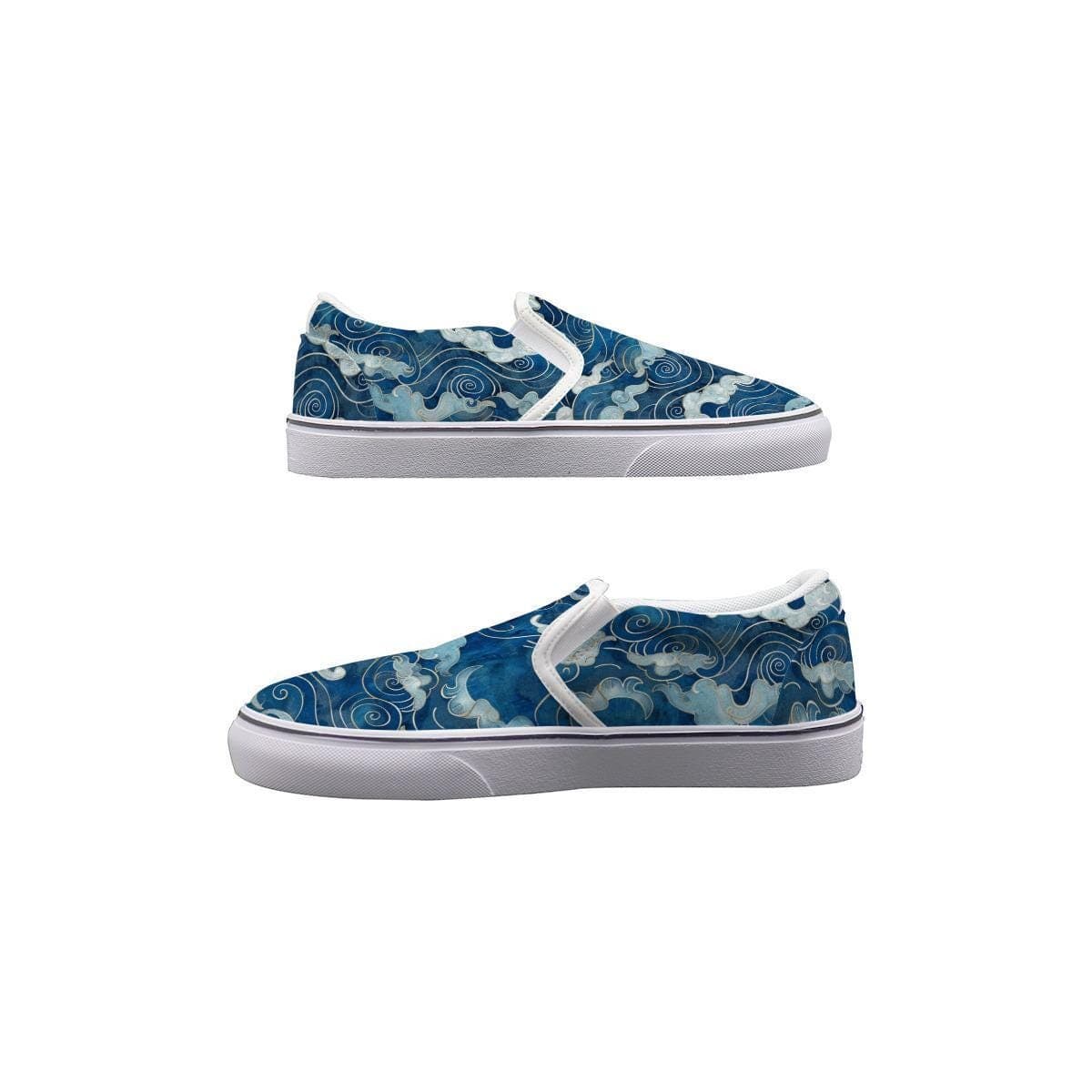 Men's Blue Wave Slip-On Canvas Shoes | Custom Ocean Pattern