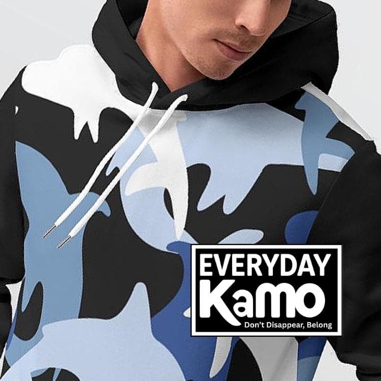 Men's Blue Dolphin Hoodie | Ocean Animal Fleece Lined Pullover | Warm Graphic Sweatshirt | Nautical Streetwear