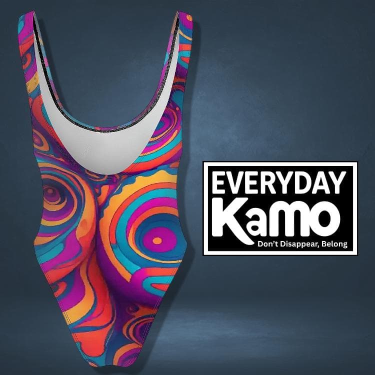 Everyday Kamo Psychedelic One-Piece Swimsuit | Vibrant Teal Orange Purple Swirl Bathing Suit