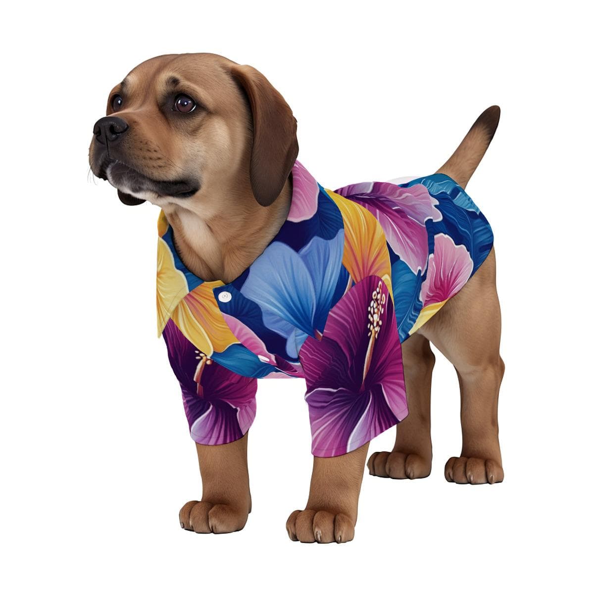 Pet Hawaiian Shirt Floral Print Dog Cat Breathable Summer Outfit