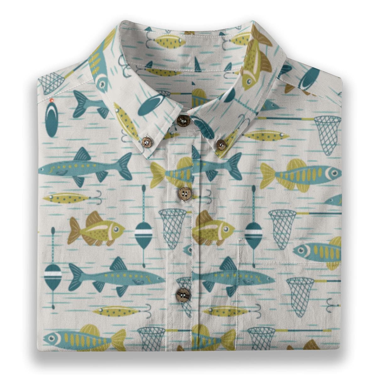 Men's Slub Cotton Fishing Shirt | Coconut Buttons, Breathable Beach Top