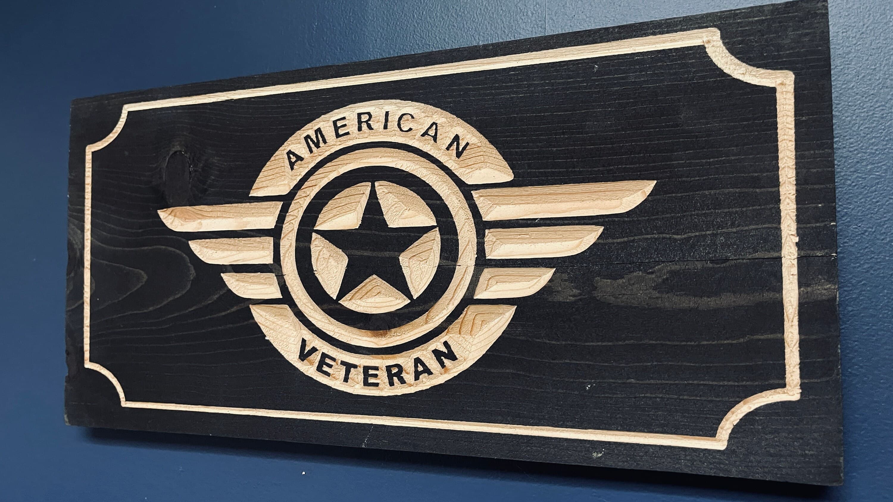 American Aviator Veteran Horizontal Carved Wood Sign
