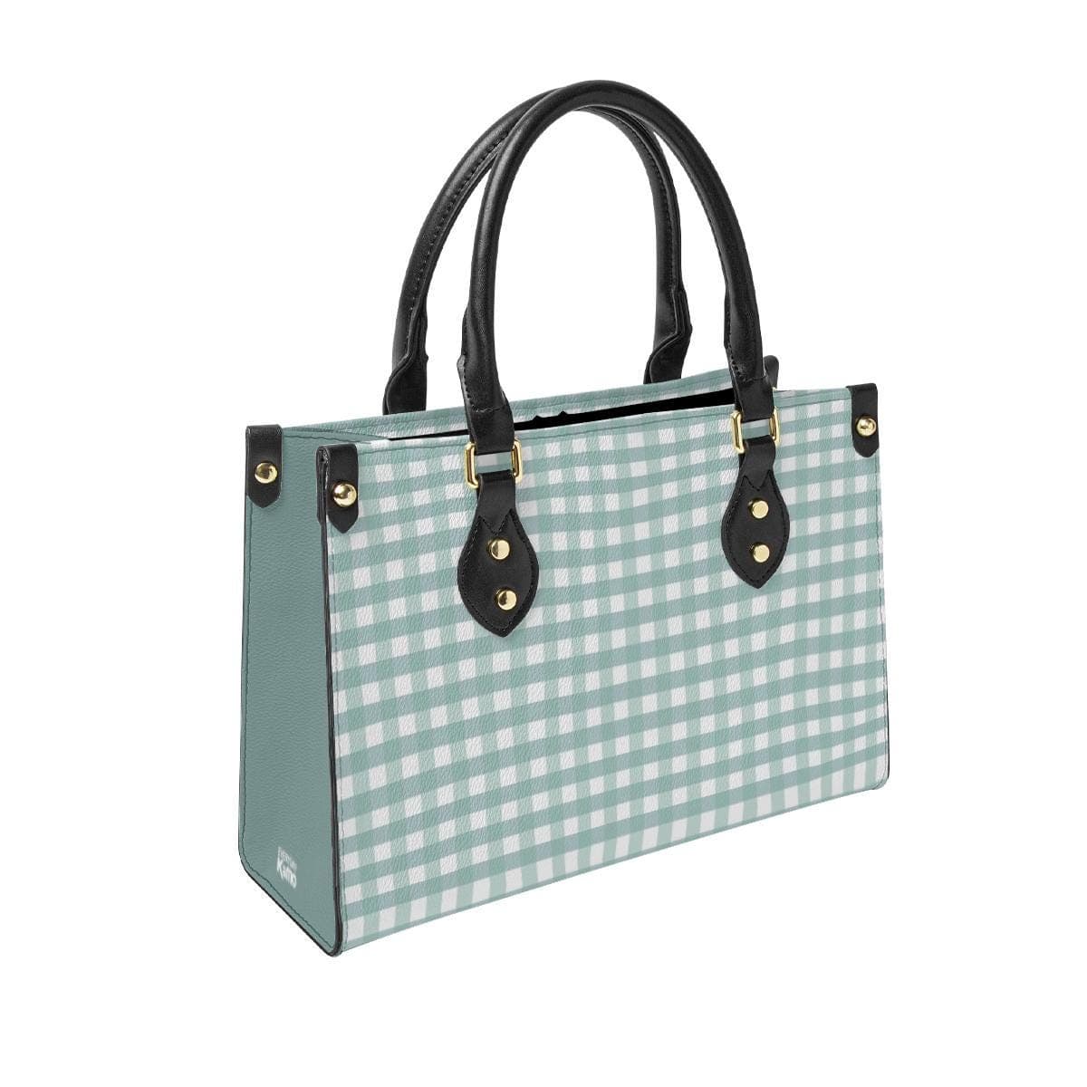 Pastel Gingham Tote Bag | Chic Leather Handbag for Everyday Adventures | Customizable Double-Sided Print