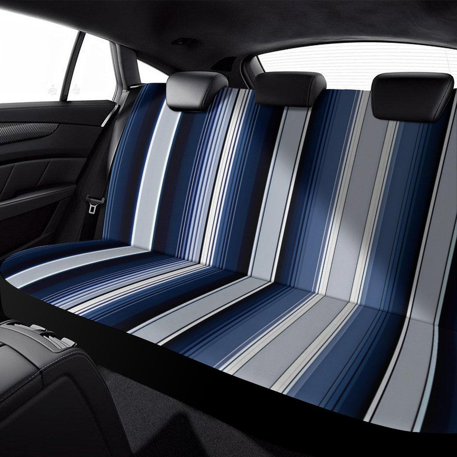 Blue Stripe Car Back Seat Cover | Custom Polyester Spandex | Sublimation Print