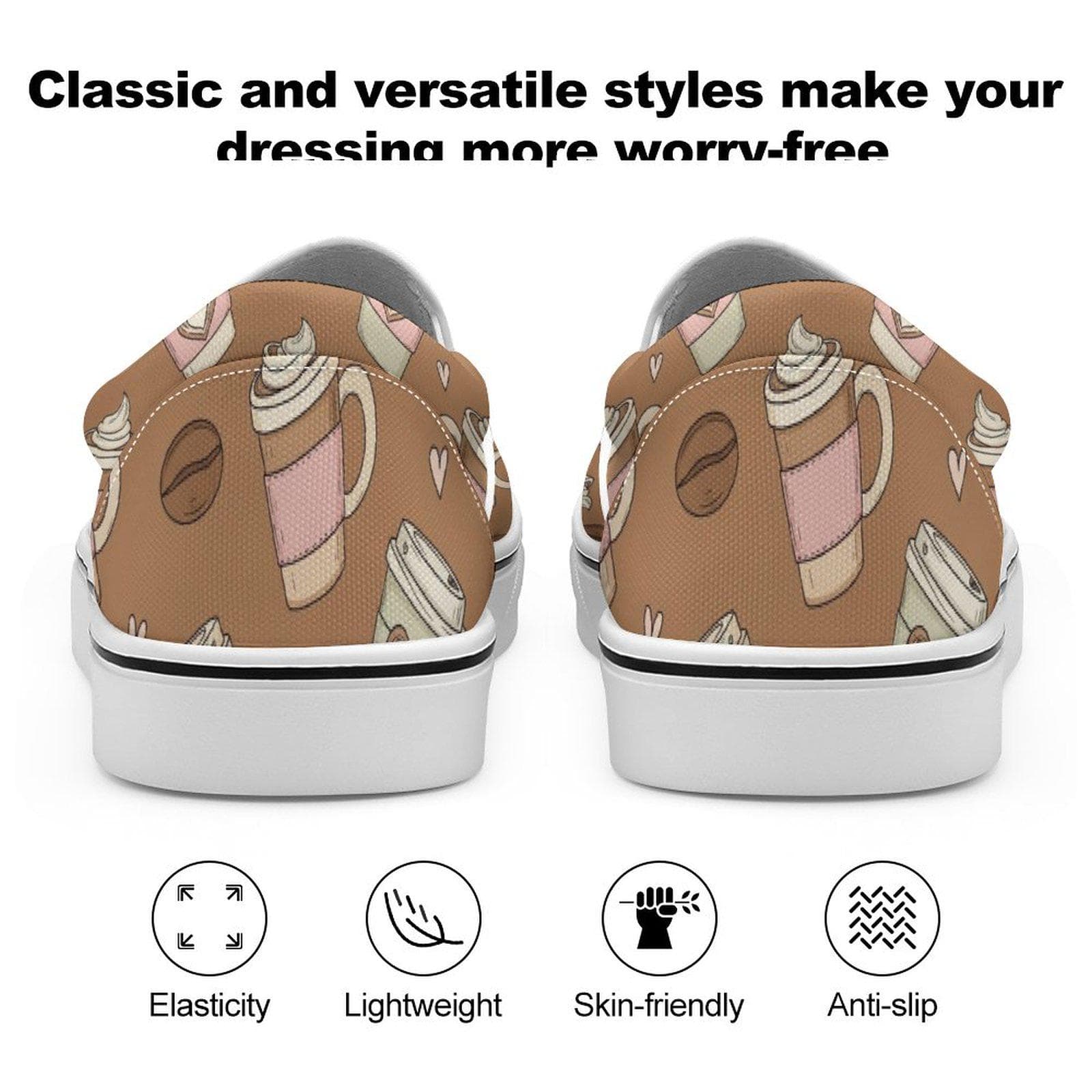 Everyday Kamo Coffee Lover Slip-On Canvas Shoes - Unisex, Comfy & Stylish