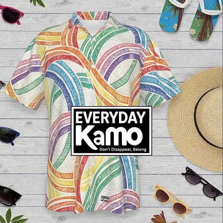 Vibrant Rainbow Hawaiian Shirt | Men's Colorful Abstract Button Up | Four-Way Stretch Summer Beach Aloha Shirt