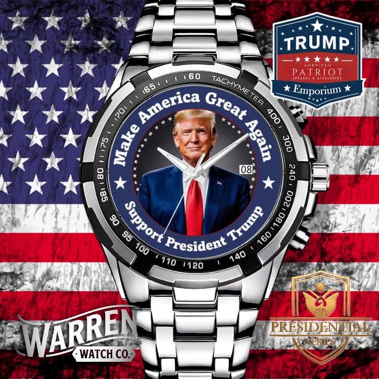 Donald Trump 'Make America Great Again' Metal Watch - Support Trump Timepiece, Political Gift for Patriots & Collectors