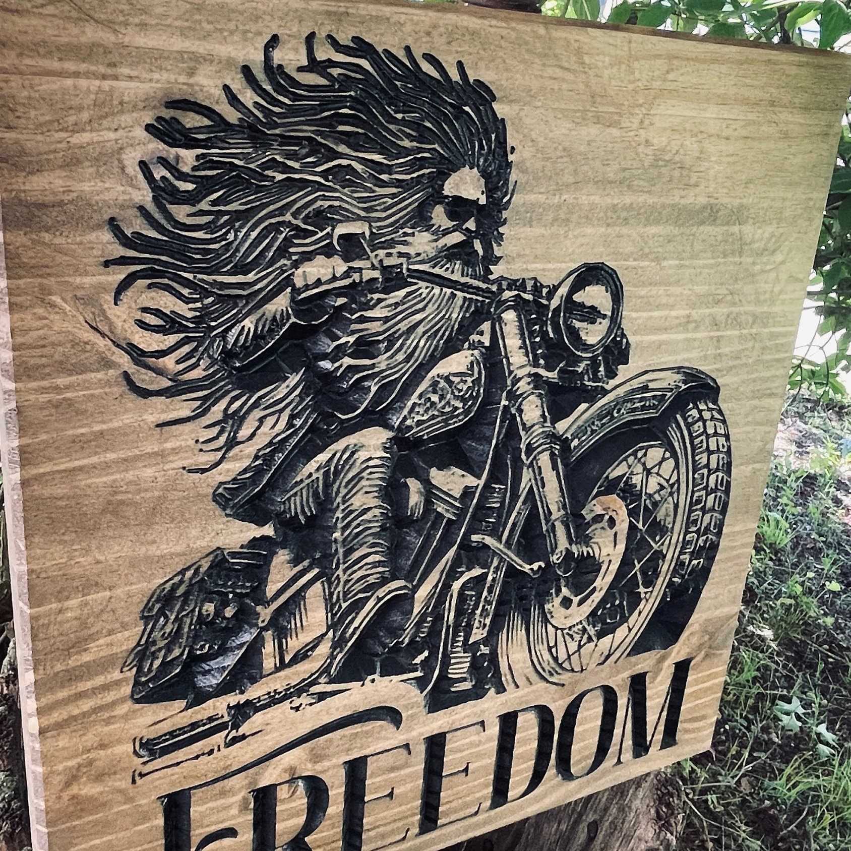 Freedom Rider Carved Wood Sign