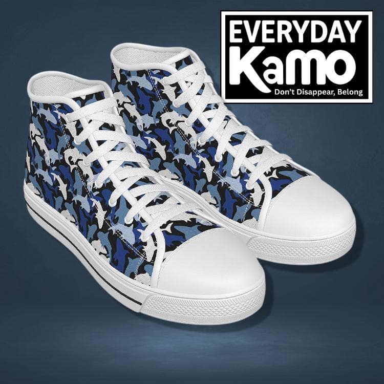 Women's Shark Camo High-Top Canvas Sneakers - Comfort & Style for Everyday Adventures